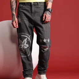 MARVEL STREET Men Buda Fit Highly Distressed Light Fade Captain America Printed Jeans-picture-18