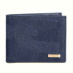 Three Sixty Blue Leather Small Textured Bi-Fold Wallet for Men-19