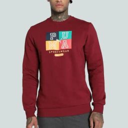 Puma Red Regular Fit Printed Sweatshirt-31
