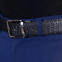 Three Sixty Black Leather Free Size Textured Casual Belt for Men-image-95