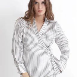 RAREISM White Polyester Striped Long Sleeves Top-picture-34