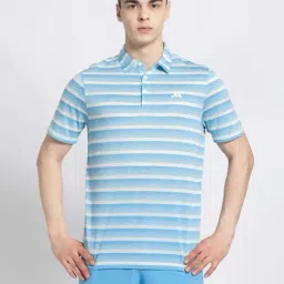 adidas Blue Regular Fit Striped Sports Polo T-Shirt-picture-38