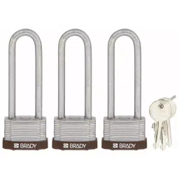 BRADY Steel 6.35 mm (1/4 inch) Keyed Padlock, 39N358 (Brown)-40