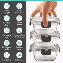 MAGNUS Solid Grey Borosilicate 320ml Lunch Box Set image 5