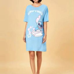 Dreamz by Pantaloons Blue Cotton Printed Sleep Tee-image-35