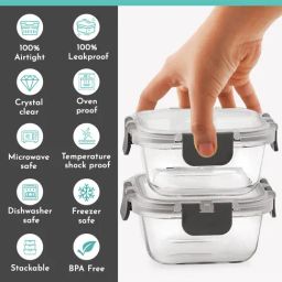 MAGNUS Solid Grey Borosilicate 320ml Lunch Box Set image 5