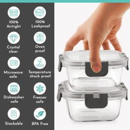 MAGNUS Solid Grey Borosilicate 320ml Lunch Box Set image 5