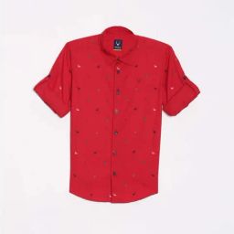 Allen Solly Kids Red Printed Slim Fit Shirt-image-96