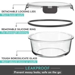 MAGNUS Solid Grey Borosilicate 400ml Round Container image 4