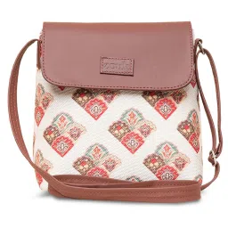 ZOUK White Printed Cross Body Bag image 1