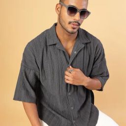 Rigo Grey Loose Fit Solid Oversized Shirt-image-31