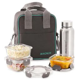 MAGNUS Solid Grey Borosilicate 320ml Lunch Box Set-11