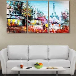 999Store Multicolor Eiffel Tower Art 3 Frame Canvas Paintings image 1