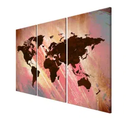 999Store Multicolor Abstract World Map Art 3 Frame Canvas Paintings image 3