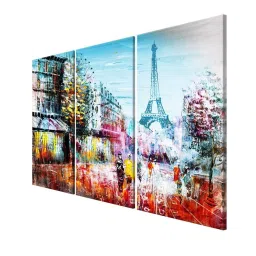 999Store Multicolor Eiffel Tower Art 3 Frame Canvas Paintings image 3