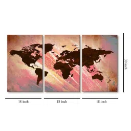 999Store Multicolor Abstract World Map Art 3 Frame Canvas Paintings image 5