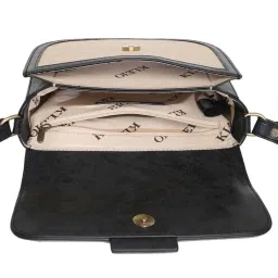 KLEIO Black Textured Medium Sling Handbag image 4