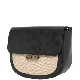 KLEIO Black Textured Medium Sling Handbag image 5