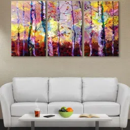 999Store Multicolor Colourful Tree Art 3 Frame Canvas Paintings image 1