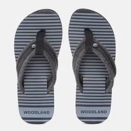 Woodland Men Black & Blue Striped Thong Flip-Flops-47
