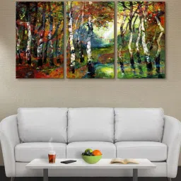 999Store Multicolor Colourful Tree Art 3 Frame Canvas Paintings image 1