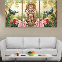 999Store Multicolor Lord Ganesha Art 3 Frame Canvas Paintings image 1