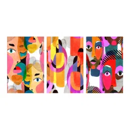 999Store Multicolor Abstract Face Art 3 Frame Canvas Paintings image 2