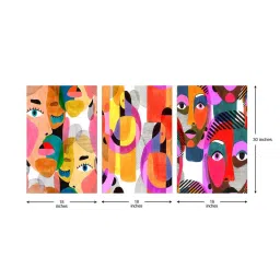 999Store Multicolor Abstract Face Art 3 Frame Canvas Paintings image 5