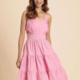 Moomaya Light Pink Regular Fit A Line Dress-image-72