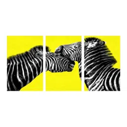 999Store Yellow & Black Zebra Art 3 Frame Canvas Paintings image 2