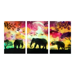 999Store Multicolor Elephants Art 3 Frame Canvas Paintings image 2