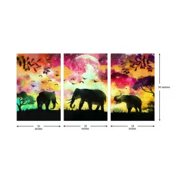 999Store Multicolor Elephants Art 3 Frame Canvas Paintings image 5