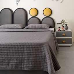 Rya Living Grey Geometric Design Cotton Double King Bed Cover With Pillow Covers-image-27