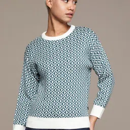 Roadster Geometric Printed Acrylic Pullover-5