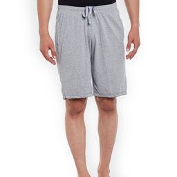 VIMAL JONNEY Men Grey Melange Solid Lounge Shorts-picture-21