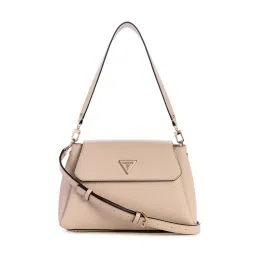 guess fashion Guess Beige Solid Sora Girlfriend Crossbody Bag with Detachable Strap-picture-5