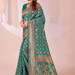 Moda Rapido Woven Design Zari Silk Cotton Kanjeevaram Saree-12