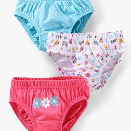 Babyhug Cotton Knit Antibacterial Panties Heart Print Pack of 3 - Multicolour-image-43
