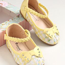 Cute Walk by Babyhug Velcro Closure Bellies With Bow Applique- Yellow-image-44