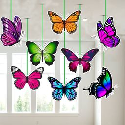 Zyozi Butterfly Theme Birthday Ceiling Hanging Streamers Kids Theme Multi Colour - Pack of 8-image-91