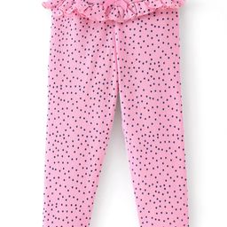 Babyhug Cotton Lycra Knit Full Length Leggings Polka Dots Print - Pink-image-83