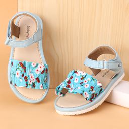 Babyoye Velcro Closure Sandals with Floral Design- Sky Blue-image-65