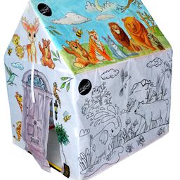 Planet of Toys Tent House for Kids - DIY Coloring Jungle Theme Play Tent House for Children, Pop Up Play Tent (Paint me)  for Kids, Girls and Boys, Indoor and Outdoor Kids Tent House (Multicolor)-17
