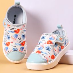 Cute Walk by Babyhug Casual Shoes with Velcro Closer & Heart Print - Light Blue-image-32