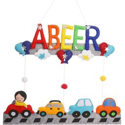 Lill Pumpkins Car Theme Personalised Felt Name Alphabet Hanging for Kids Name Plaque - Multi Color-23