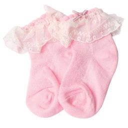 Kidofash Cotton Frill Detailed Abstract Embroidered Socks - Dark Pink-image-95