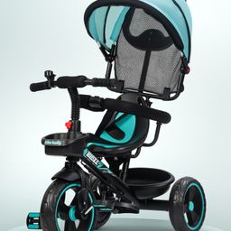 Baybee Blaze 4-in-1 Baby Tricycle for Kids with Smart Parental Push Handle, Safety Guardrail & Canopy | Kids Tricycle with 3 EVA Wheels, Bell & Basket, Trike Baby Cycle - Green-45