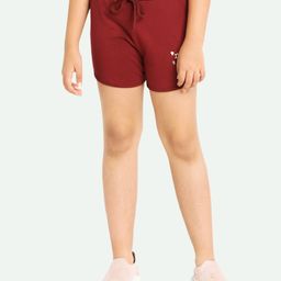 Ariel Cotton Knit I Am A Cute Cat Text Printed Shorts - Maroon-image-5