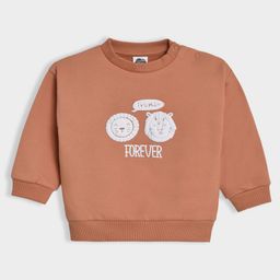 Mi Arcus Knit Full Sleeves Baby Animals Puff Printed Sweatshirt - Rust Orange-picture-3