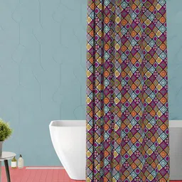 ArtzFolio Brown & Blue Printed Waterproof Shower Curtain-image-99